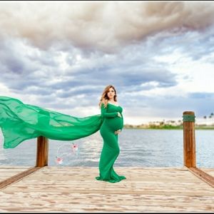Emerald green maternity dress